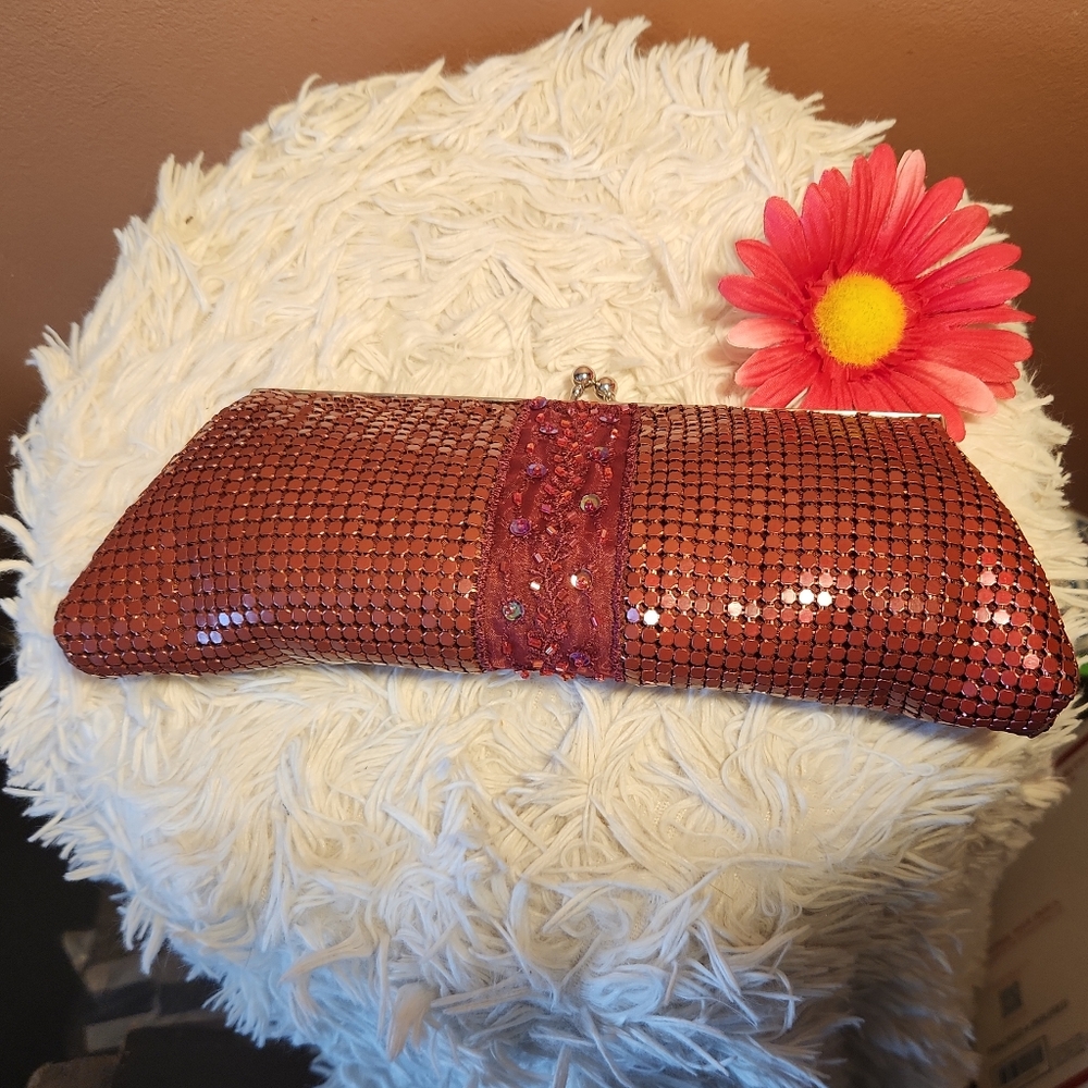 Womens Vintage Metal Mesh evening clutch purses handbags with shoulder chain